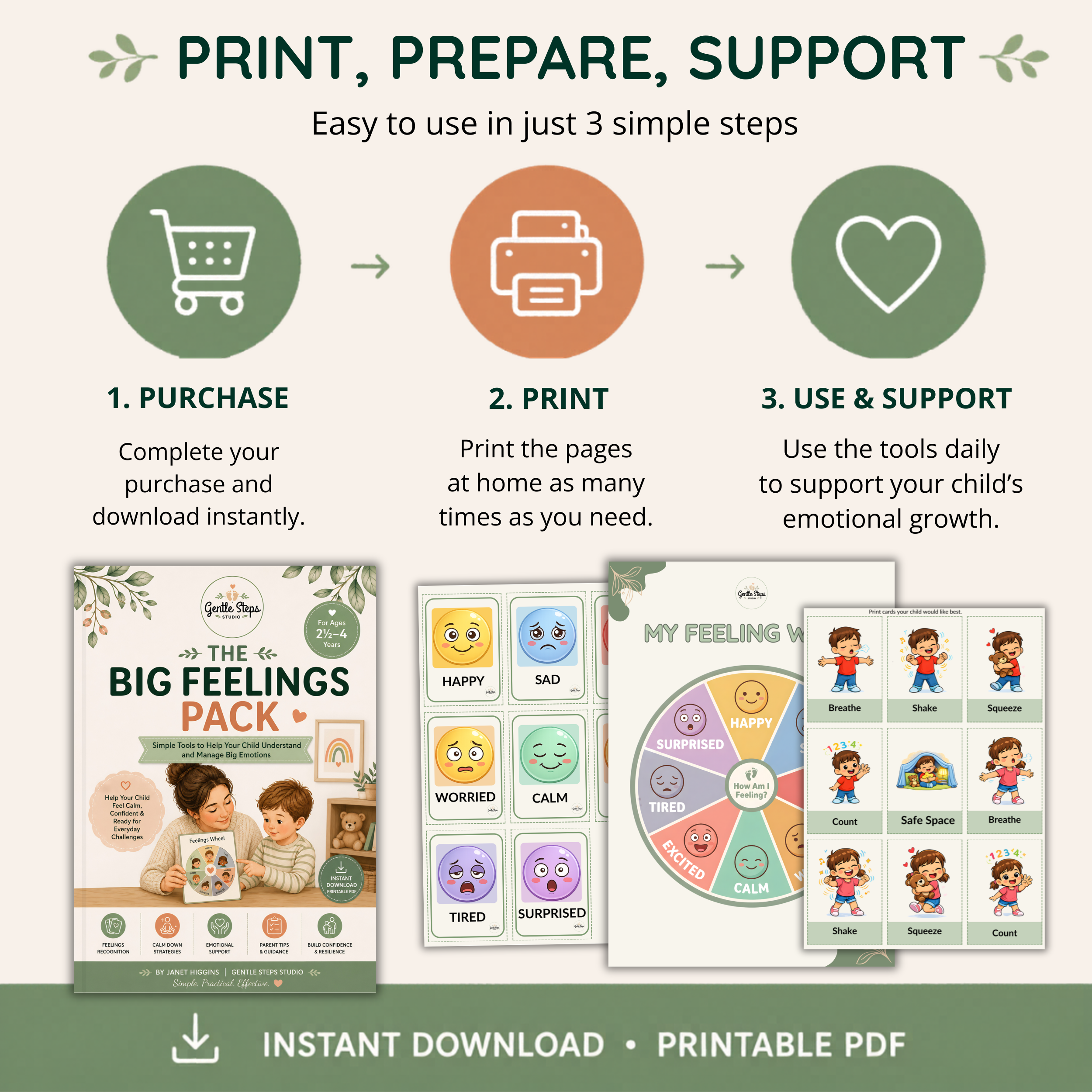 Big Feelings Pack for Toddlers | Emotional Regulation & Calm Down Printable Toolkit for Ages 2–5