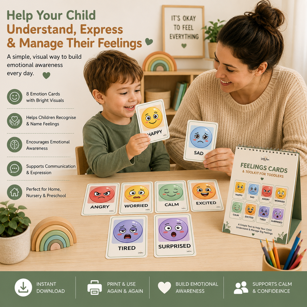 Feelings Cards & Toolkit for Toddlers | Printable Emotion Flashcards | Emotional Regulation Activities | Preschool & Nursery Printable