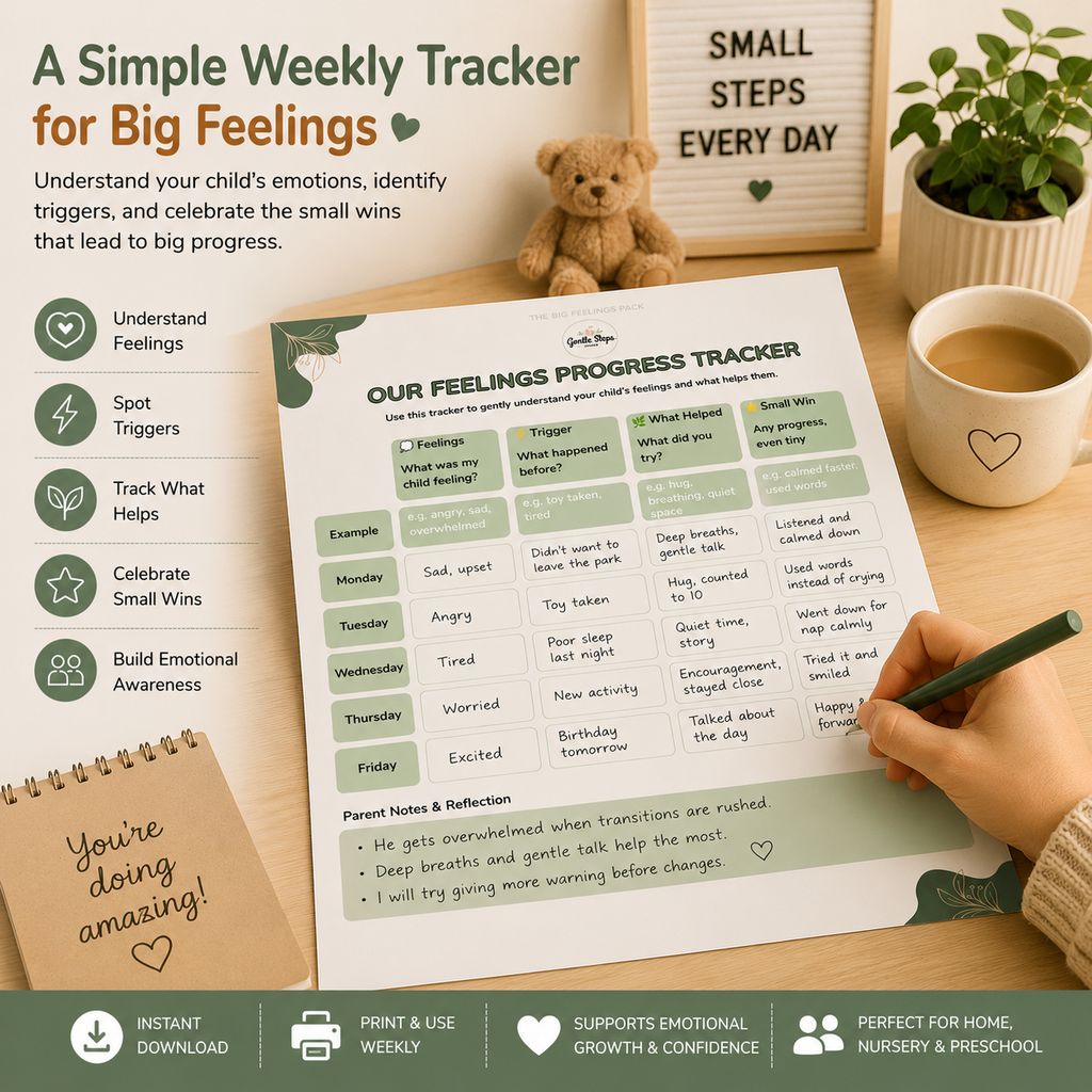 Weekly Feelings Progress Tracker for Toddlers | Printable Emotional Regulation Journal | Preschool & Nursery Printable PDF