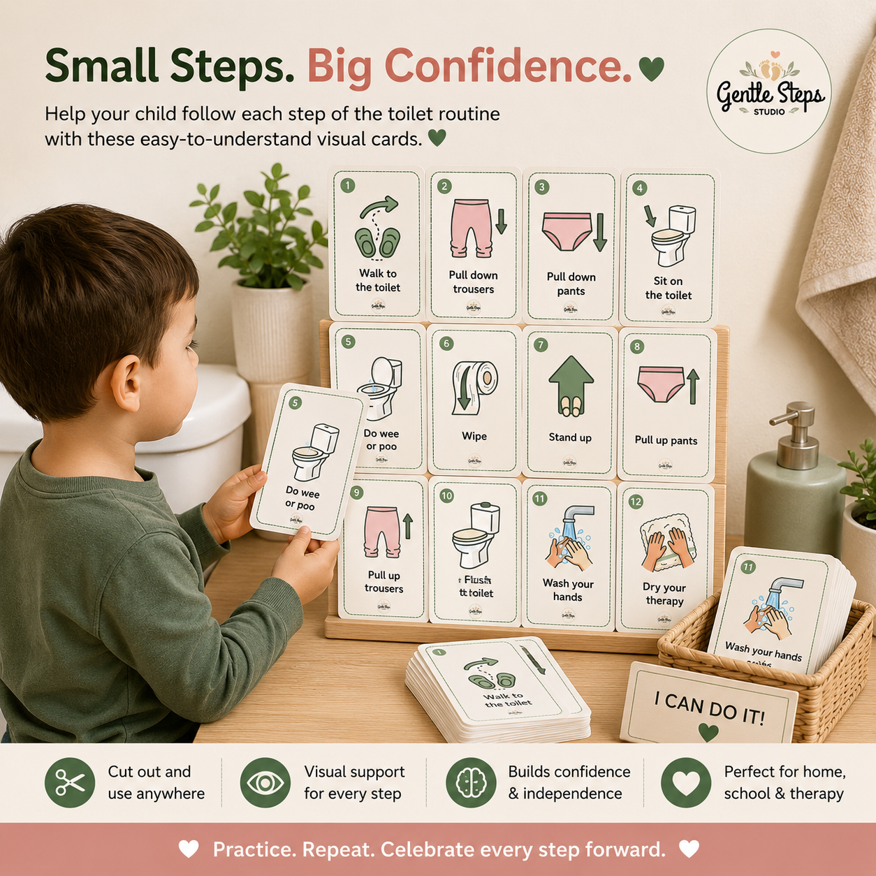 Toilet Training Visual Cards | Printable Toilet Routine Cards for Toddlers | Potty Training Visual Schedule | Boys & Girls PDF