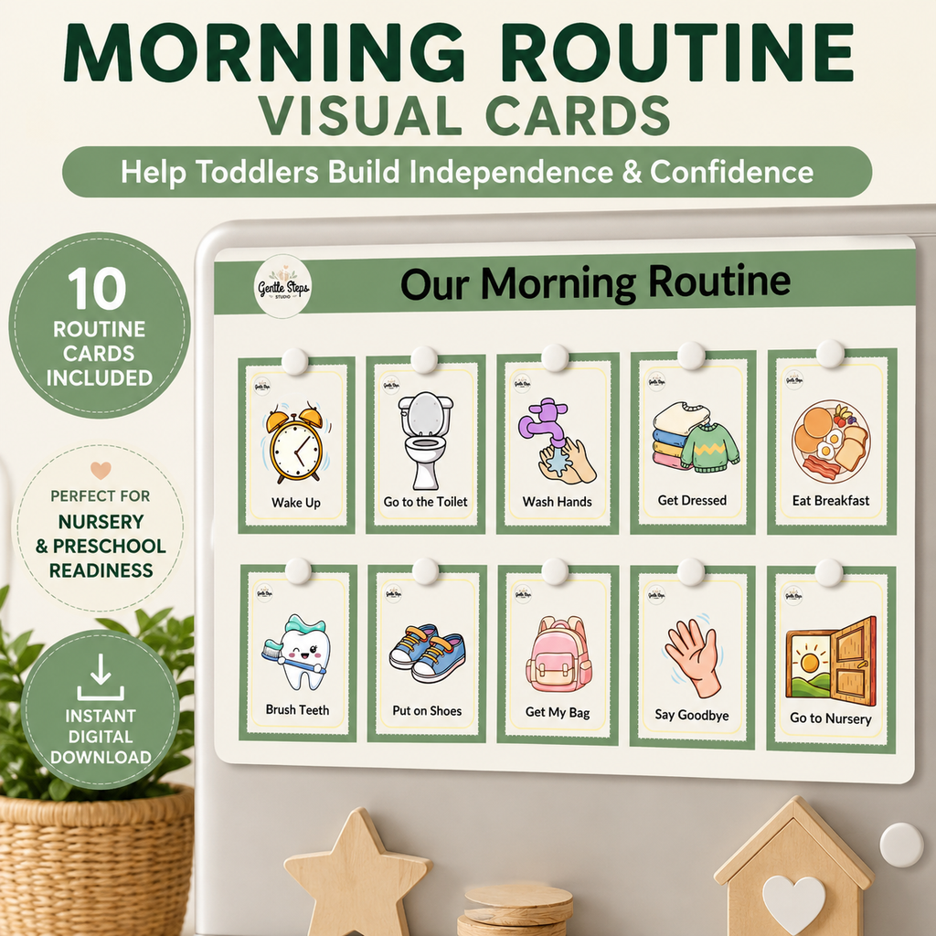 Morning Routine Cards for Toddlers | Nursery & Preschool Visual Schedule Printable