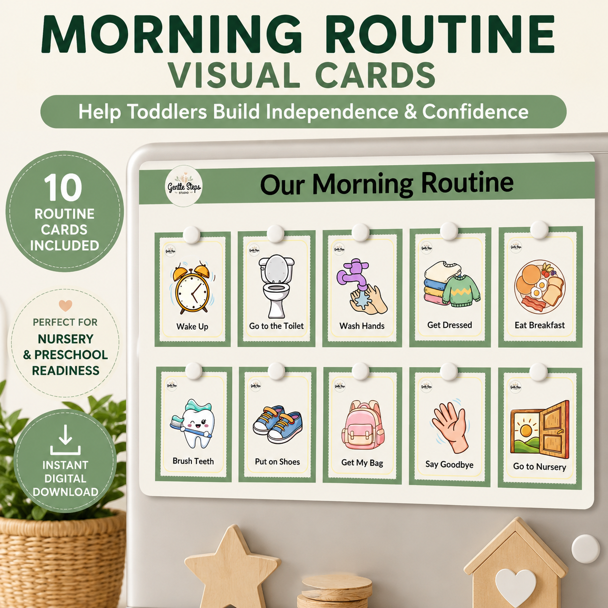 Morning Routine Cards for Toddlers | Nursery & Preschool Visual Schedule Printable