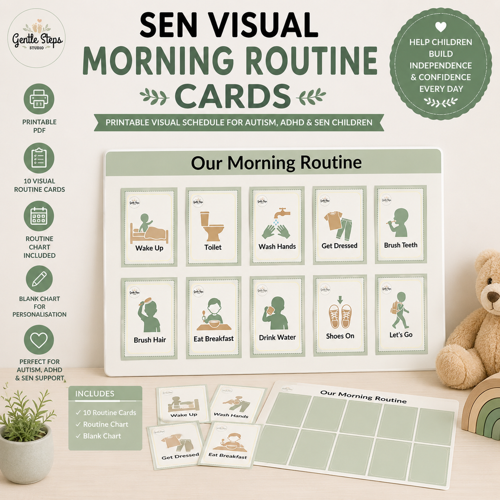 SEN Visual Morning Routine Cards Printable | Autism & ADHD Visual Schedule for Kids