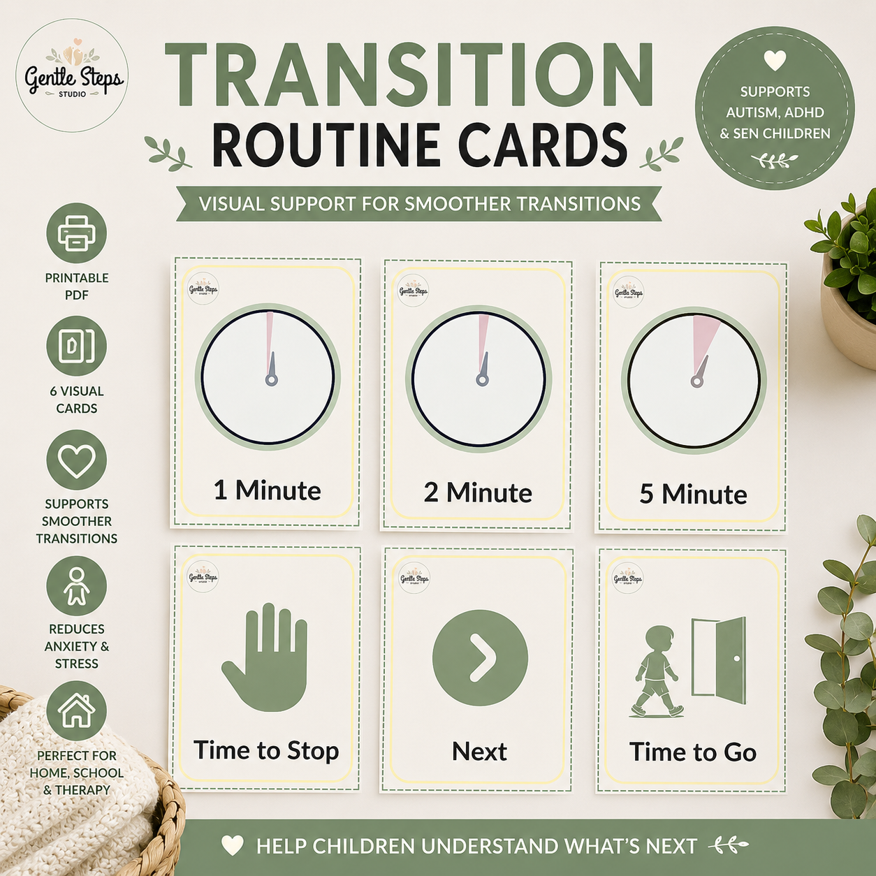 SEN Transition & Countdown Cards Printable | Autism & ADHD Visual Transition Support