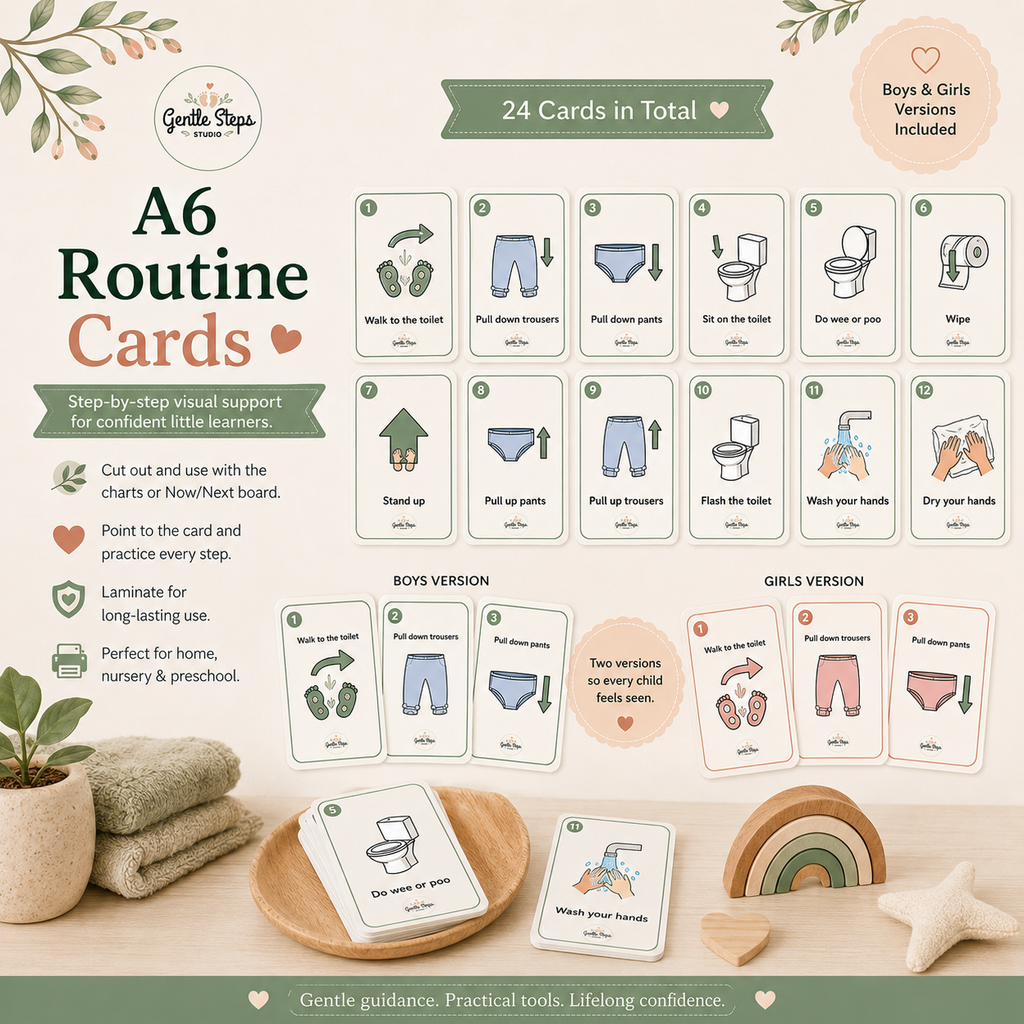 Toilet Routine System for Toddlers & Preschoolers | Visual Bathroom Routine Cards, Charts & Now Next Board