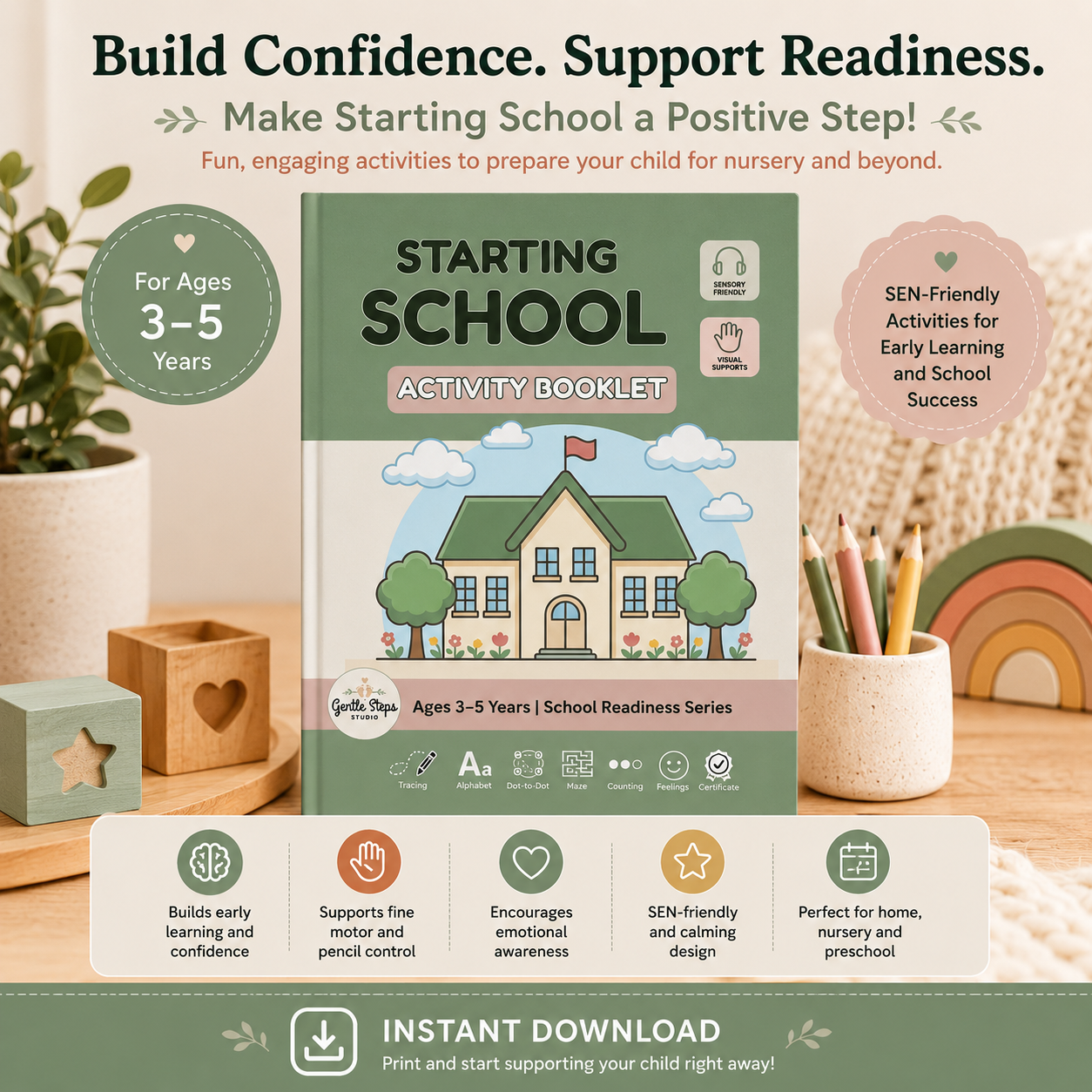Starting School Activity Booklet for Ages 3–5 | SEN & School Readiness Workbook