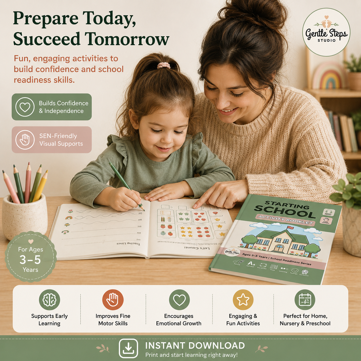 Starting School Activity Booklet for Ages 3–5 | SEN & School Readiness Workbook
