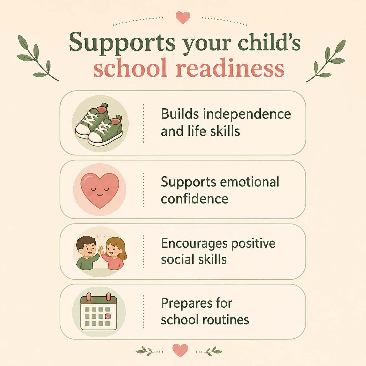 Infographic highlighting benefits of early childhood education on a light pink background.