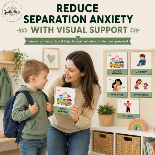 Nursery Goodbye Routine Cards for Parents and Children | Separation Anxiety Support for Toddlers & Preschoolers